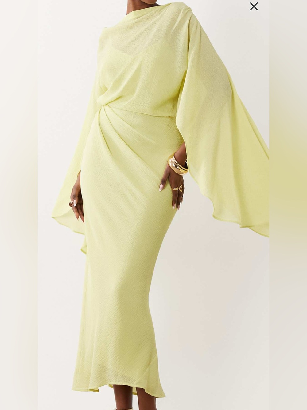 Asos Elegant Lime Green Cape Midi Dress